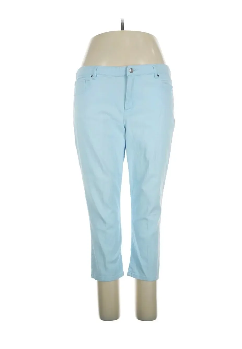 Michael Kors Izzy Cropped Skinny Jeans Light Baby Blue Stretch Pants Sz. 14